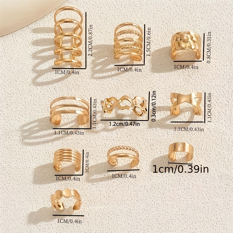 10pcs Gothic Punk Metal Ear Cuffs